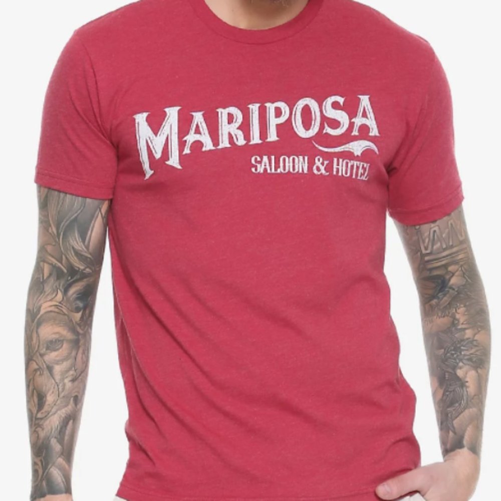 West World Box Lunch Mariposa Saloon Maroon shor sleeve tee Sz Med